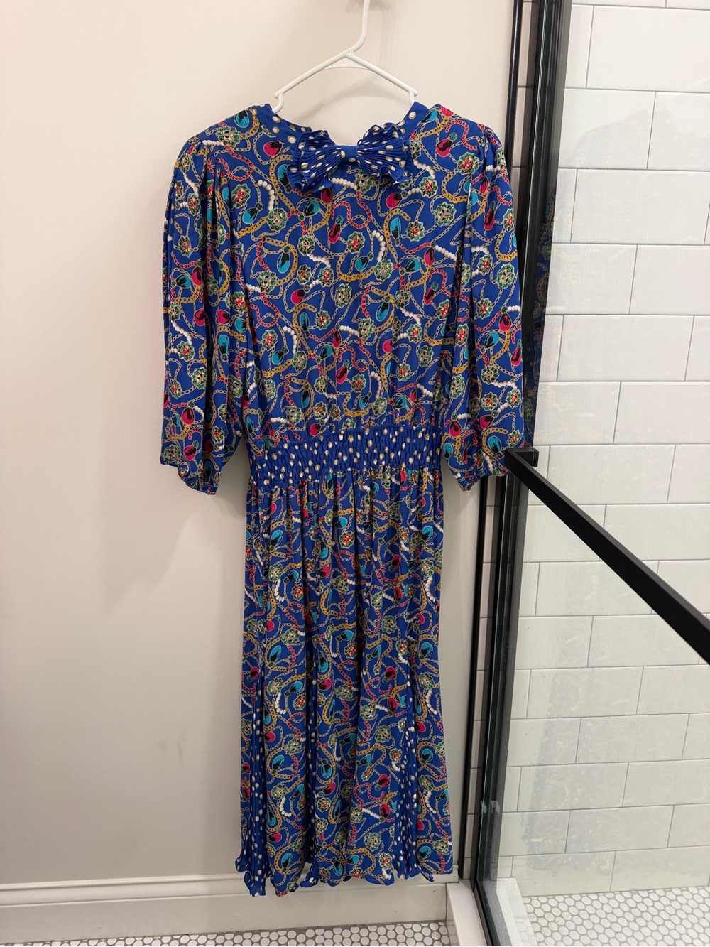 Diane Freis Printed Midi Dress with Smocked Waist